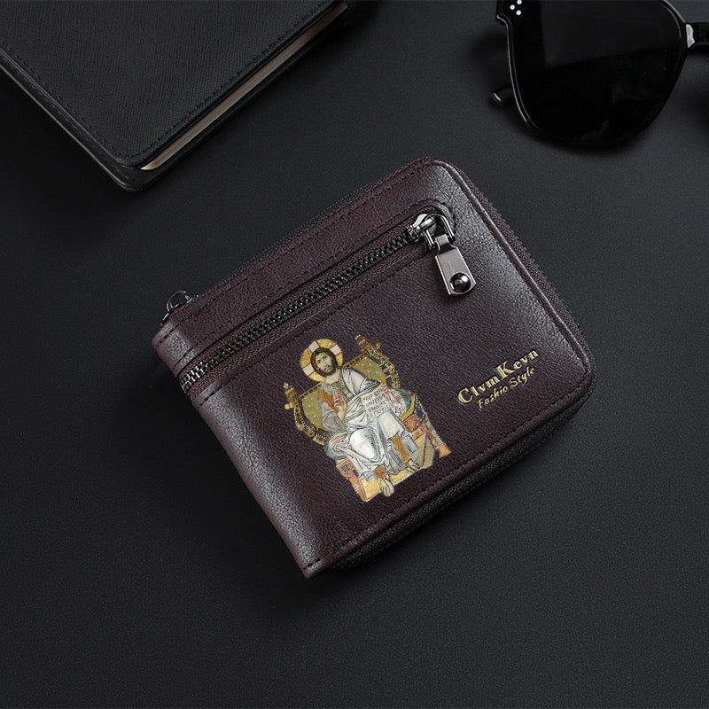 Original design, religious style, Jesus wallet/card holder for men. Custom designs available.8002