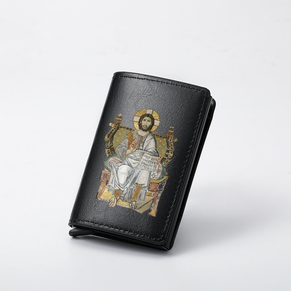 Original design, religious style, Jesus wallet/card holder for men. Custom designs available.8094