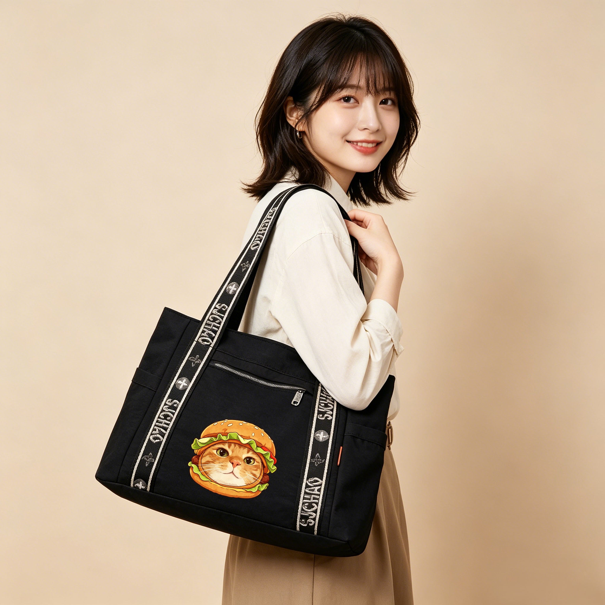 Burger Cat-tote bag-8051