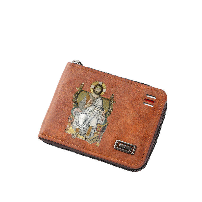 Original design, religious style, Jesus wallet/card holder for men. Custom designs available.8067