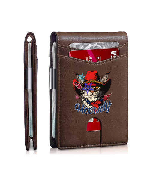 Cat printed men's card bag/wallet can be customized with pictures.01