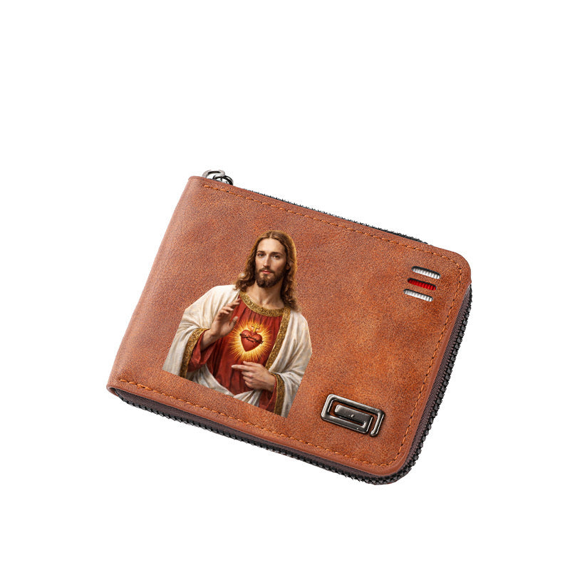 Original design, religious style, Jesus wallet/card holder for men. Custom designs available.8067