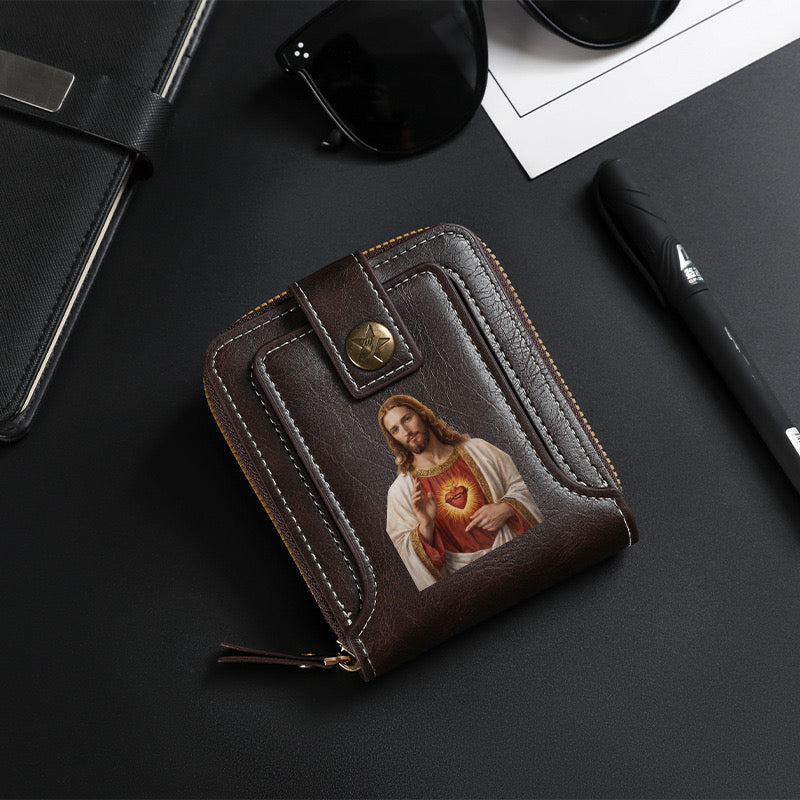 Original design, religious style, Jesus wallet/card holder for men. Custom designs available.8001