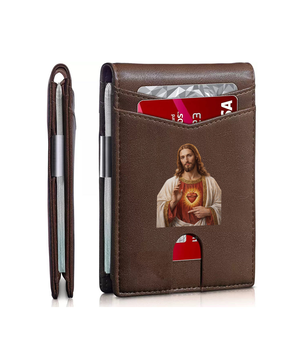 Original design, religious style, Jesus wallet/card holder for men. Custom designs available.01