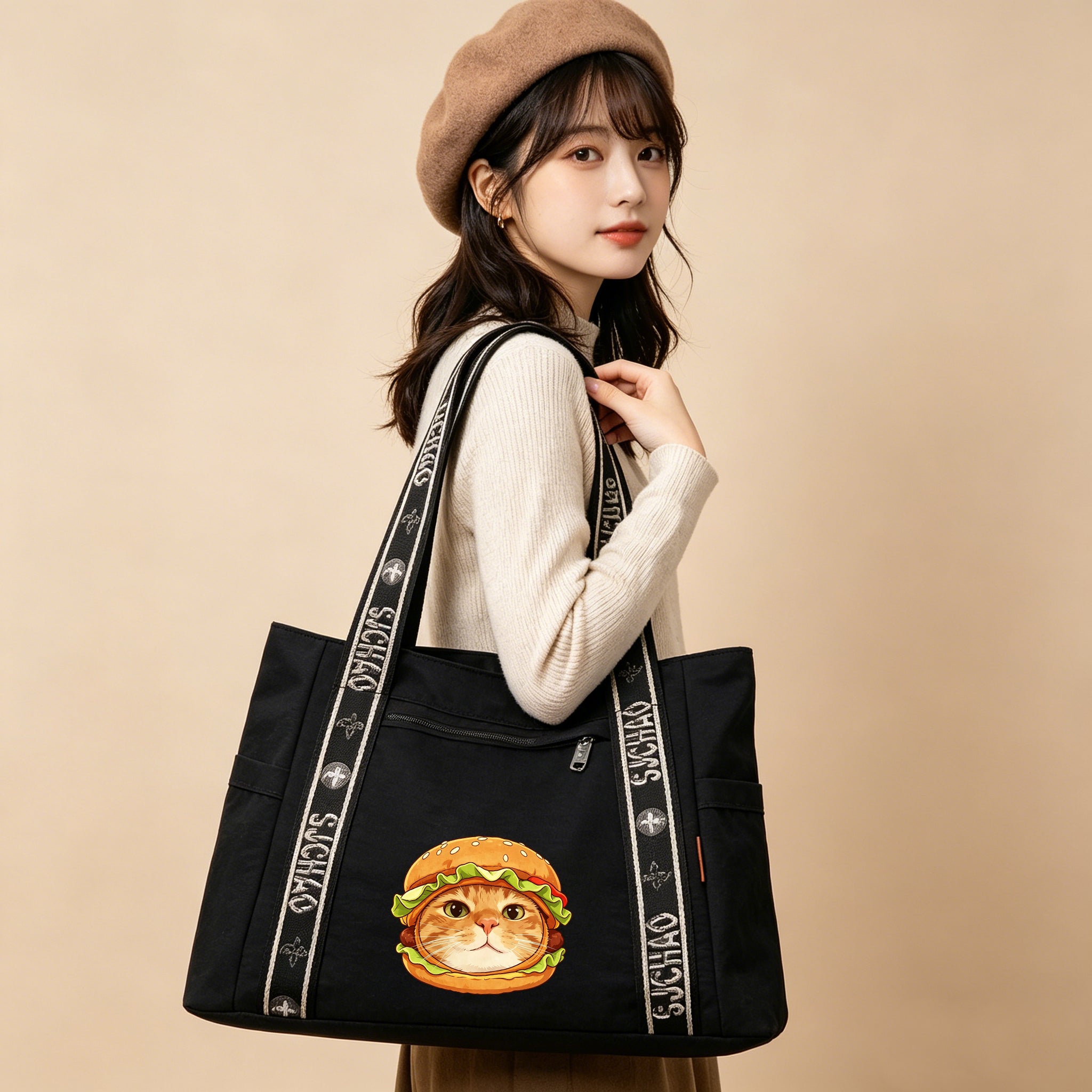 Burger Cat-tote bag-8051