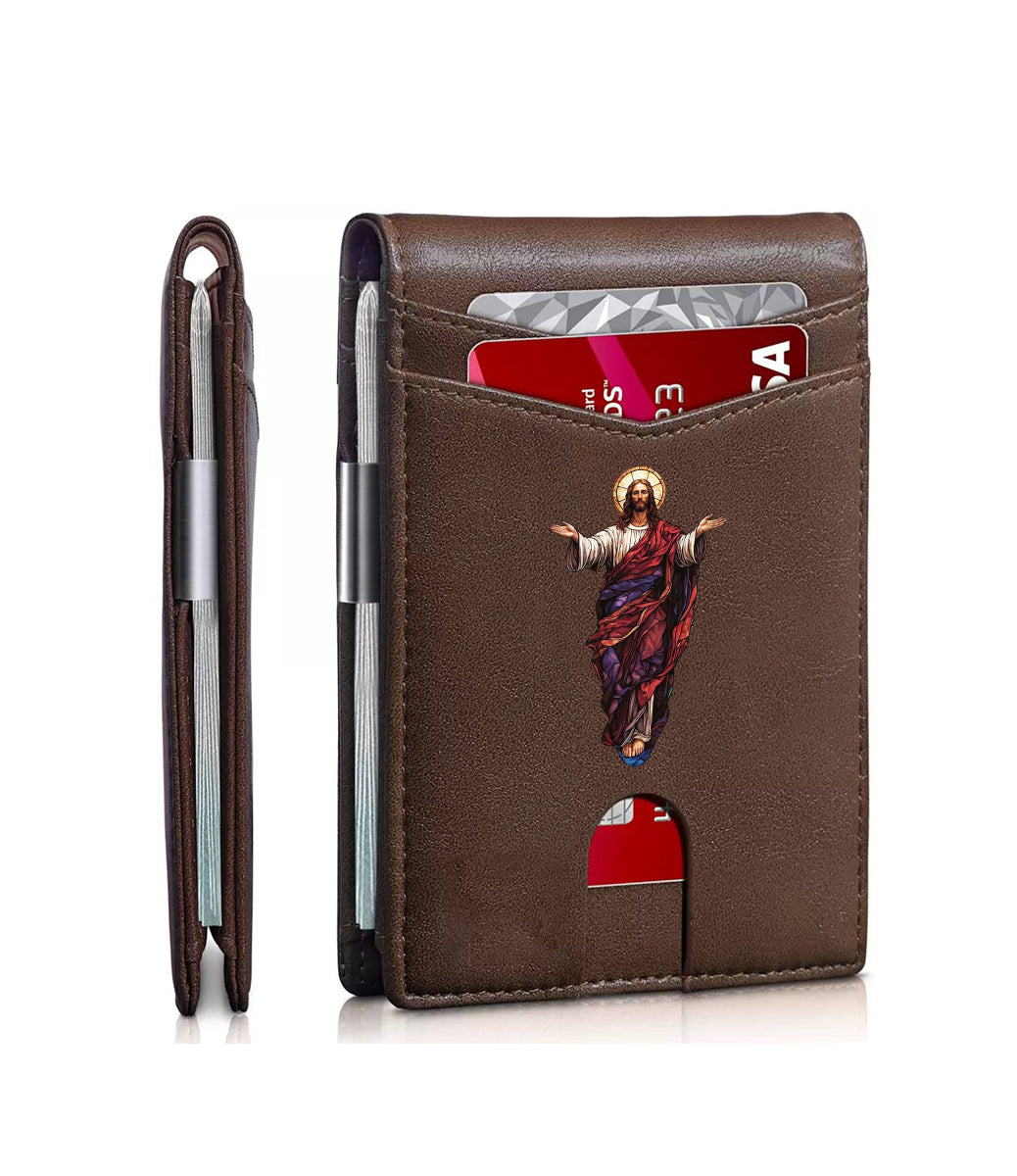 Original design, religious style, Jesus wallet/card holder for men. Custom designs available.01