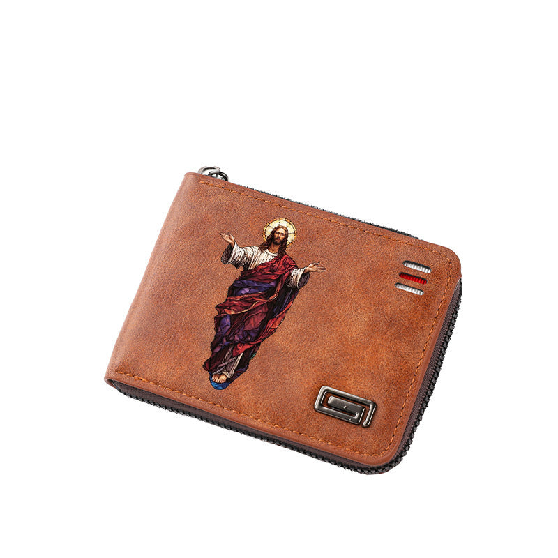 Original design, religious style, Jesus wallet/card holder for men. Custom designs available.8067