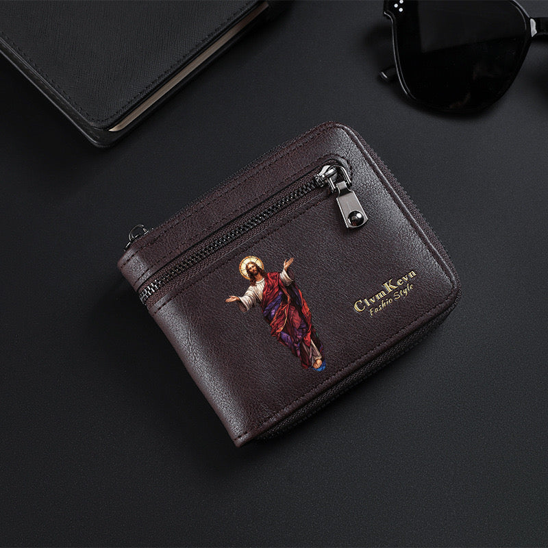 Original design, religious style, Jesus wallet/card holder for men. Custom designs available.8002