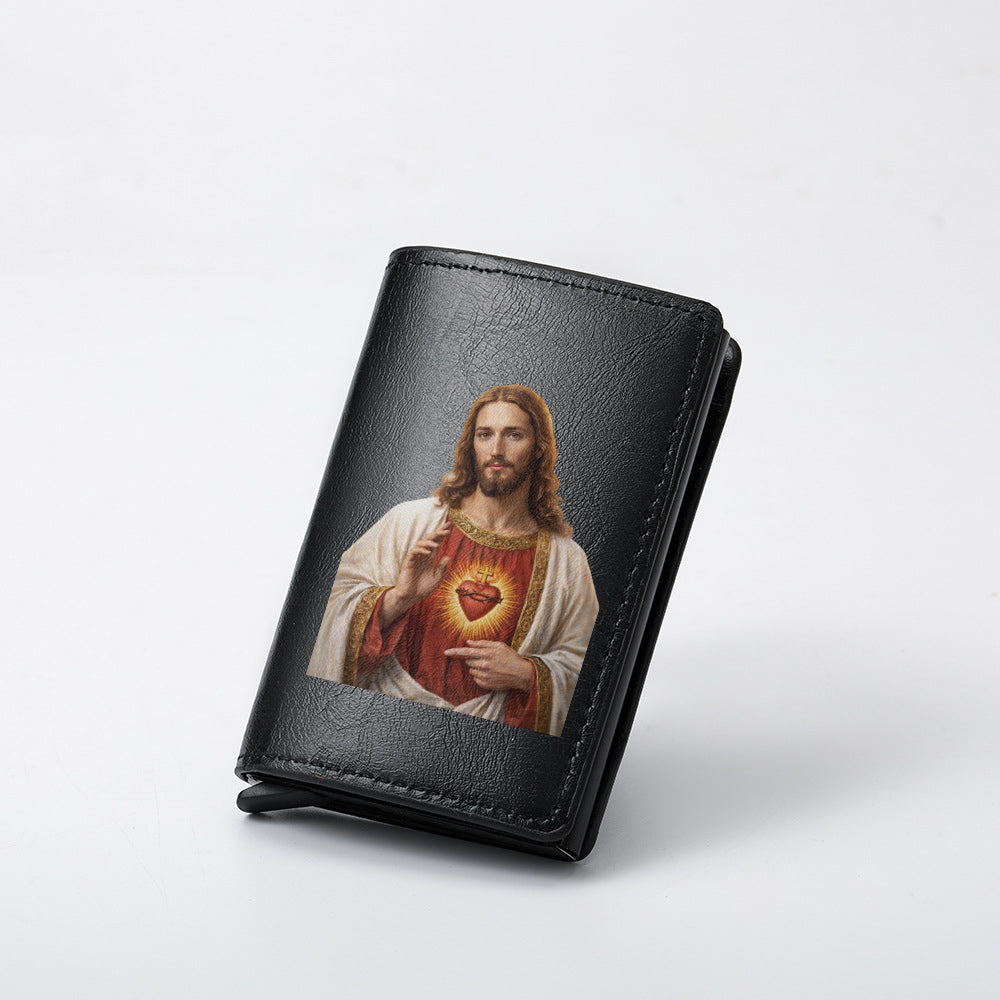 Original design, religious style, Jesus wallet/card holder for men. Custom designs available.8094