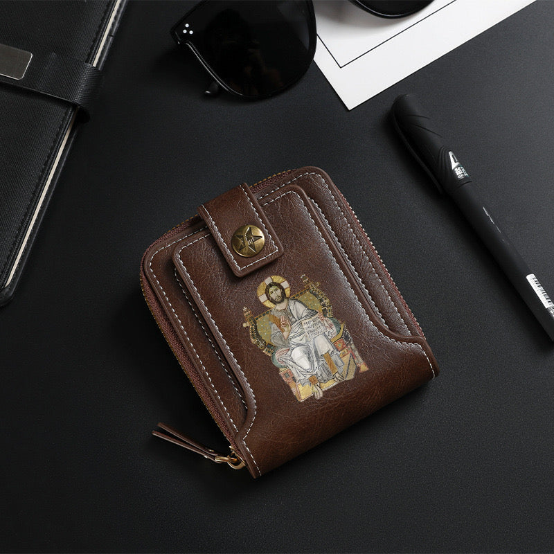 Original design, religious style, Jesus wallet/card holder for men. Custom designs available.8001