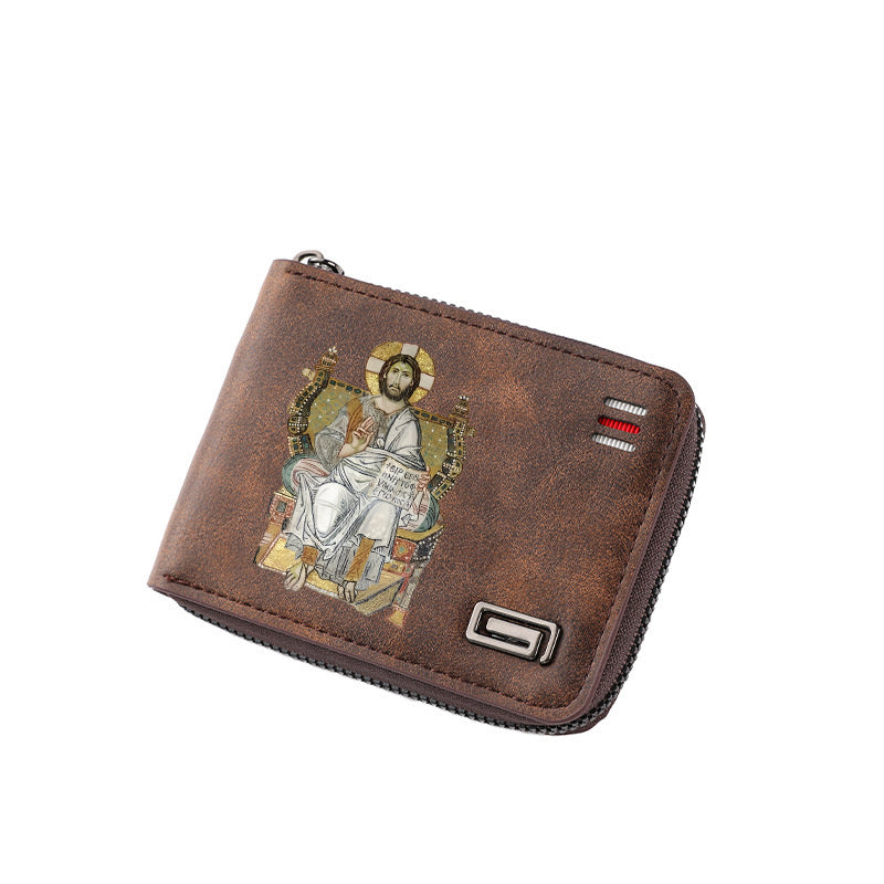 Original design, religious style, Jesus wallet/card holder for men. Custom designs available.8067