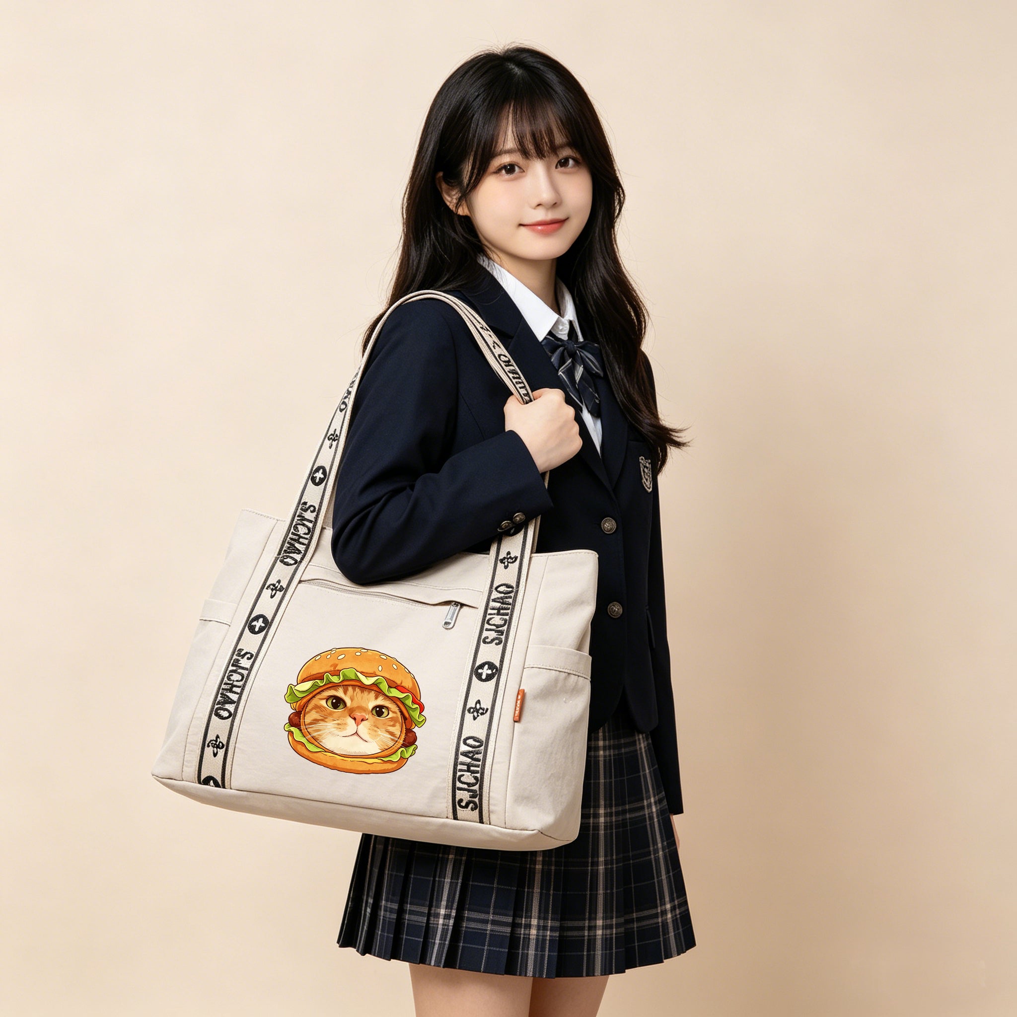 Burger Cat-tote bag-8051