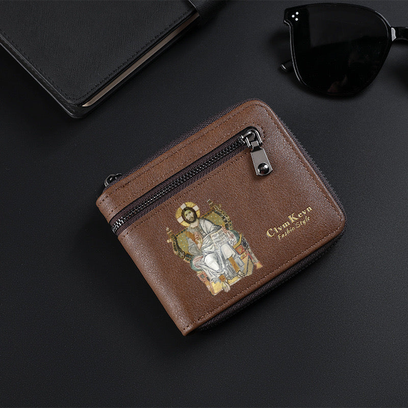 Original design, religious style, Jesus wallet/card holder for men. Custom designs available.8002
