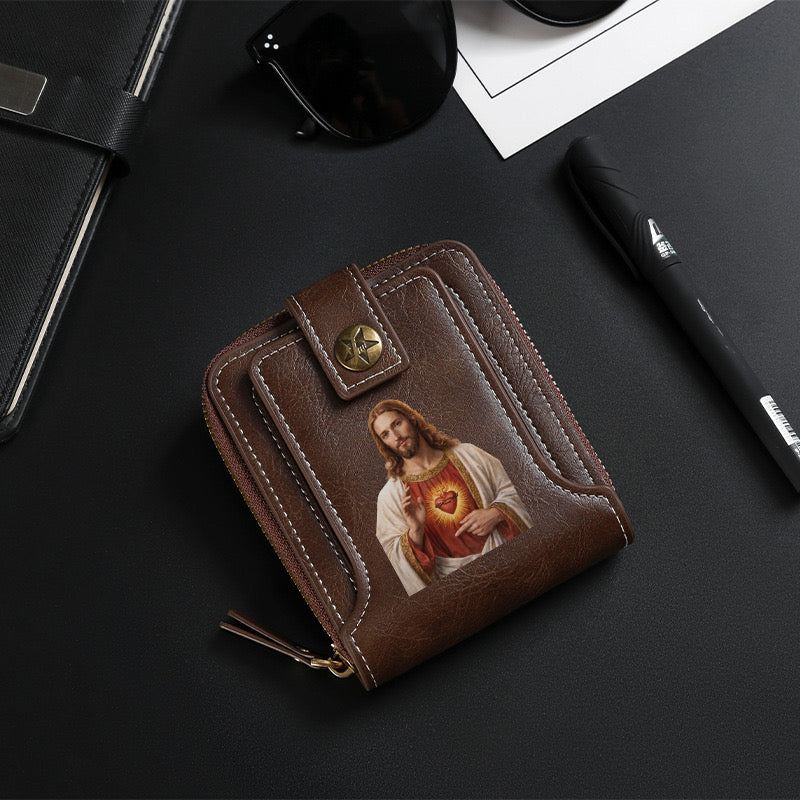 Original design, religious style, Jesus wallet/card holder for men. Custom designs available.8001