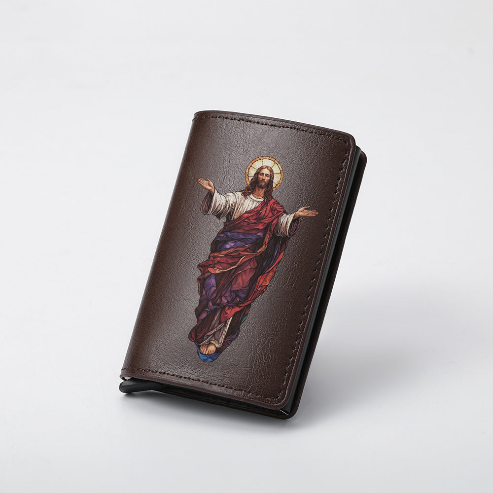 Original design, religious style, Jesus wallet/card holder for men. Custom designs available.8094