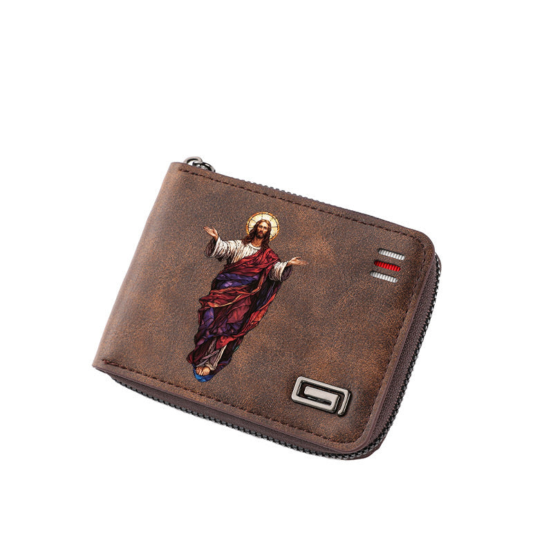 Original design, religious style, Jesus wallet/card holder for men. Custom designs available.8067