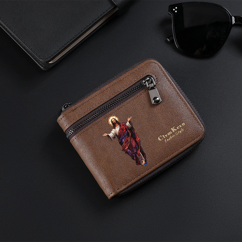 Original design, religious style, Jesus wallet/card holder for men. Custom designs available.8002