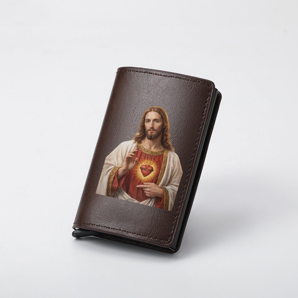 Original design, religious style, Jesus wallet/card holder for men. Custom designs available.8094