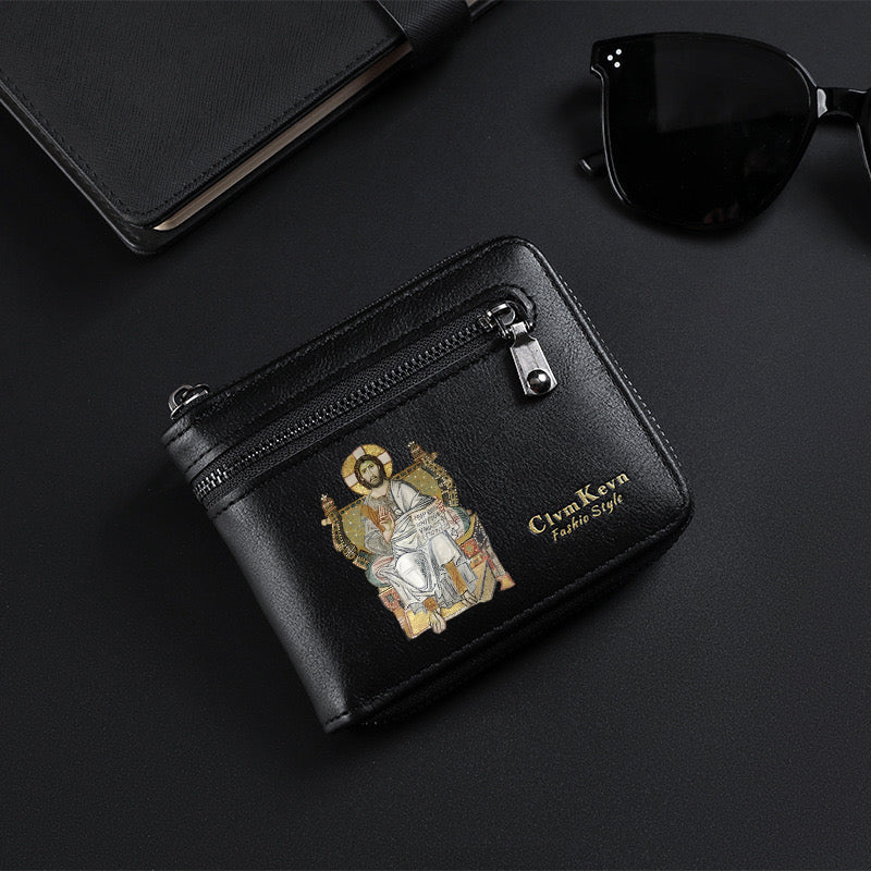 Original design, religious style, Jesus wallet/card holder for men. Custom designs available.8002