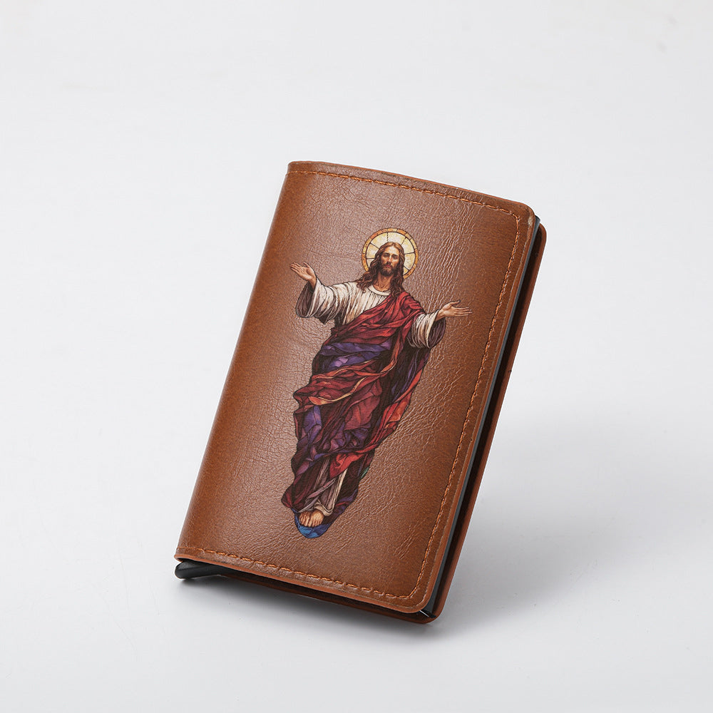 Original design, religious style, Jesus wallet/card holder for men. Custom designs available.8094