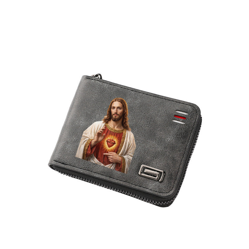 Original design, religious style, Jesus wallet/card holder for men. Custom designs available.8067