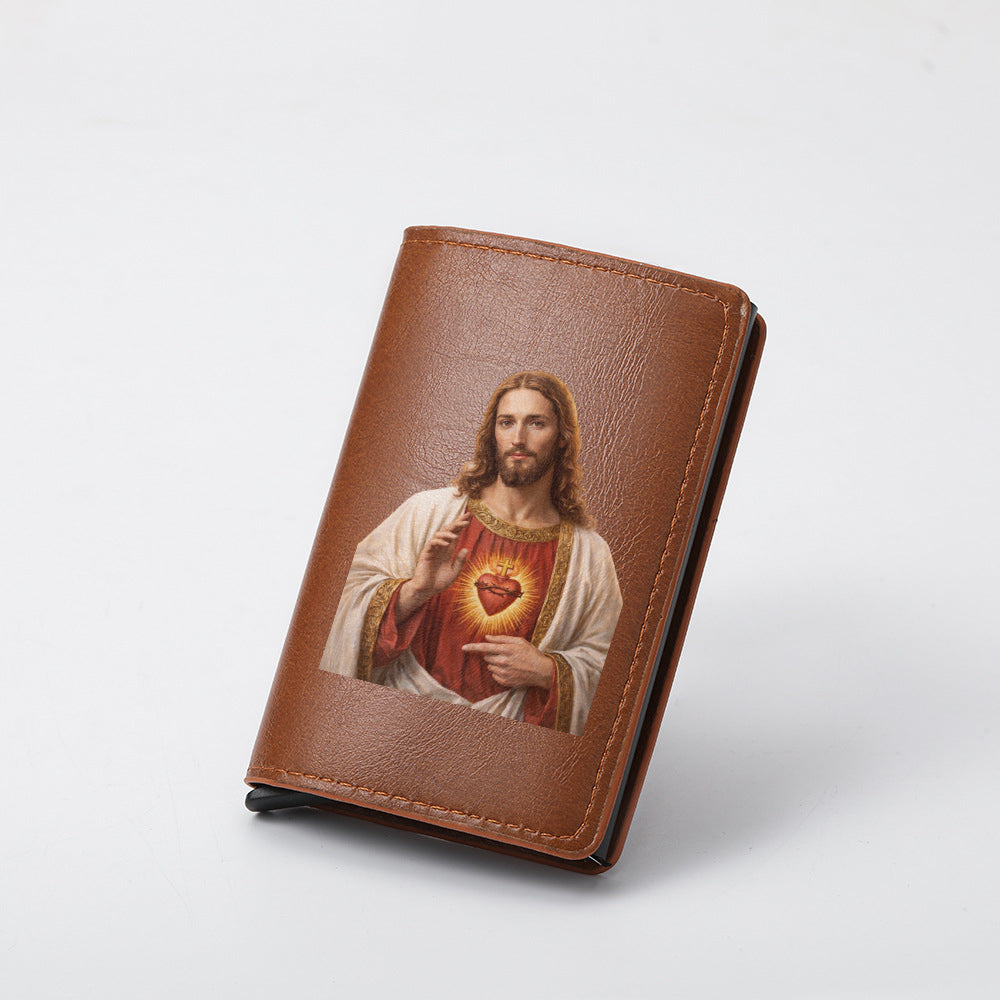 Original design, religious style, Jesus wallet/card holder for men. Custom designs available.8094