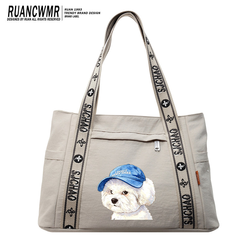 Blue Hat Dog tote bag-8051