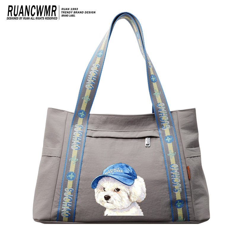 Blue Hat Dog tote bag-8051